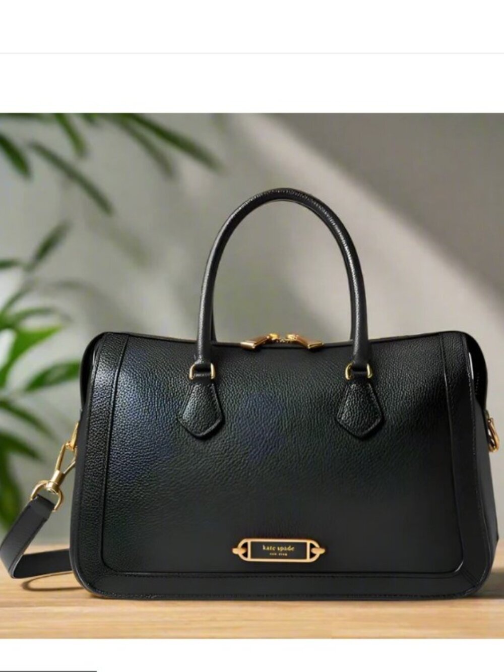 Kate Spade Black Leather Doctor Bag Medium Satchel Crossbody Purse